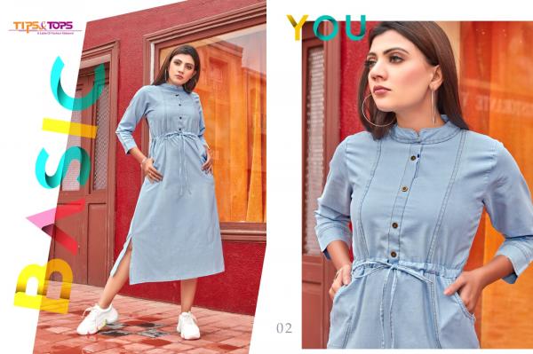 Tips & Tops Denimos 3 Designer Western Wear Denim Kurti 